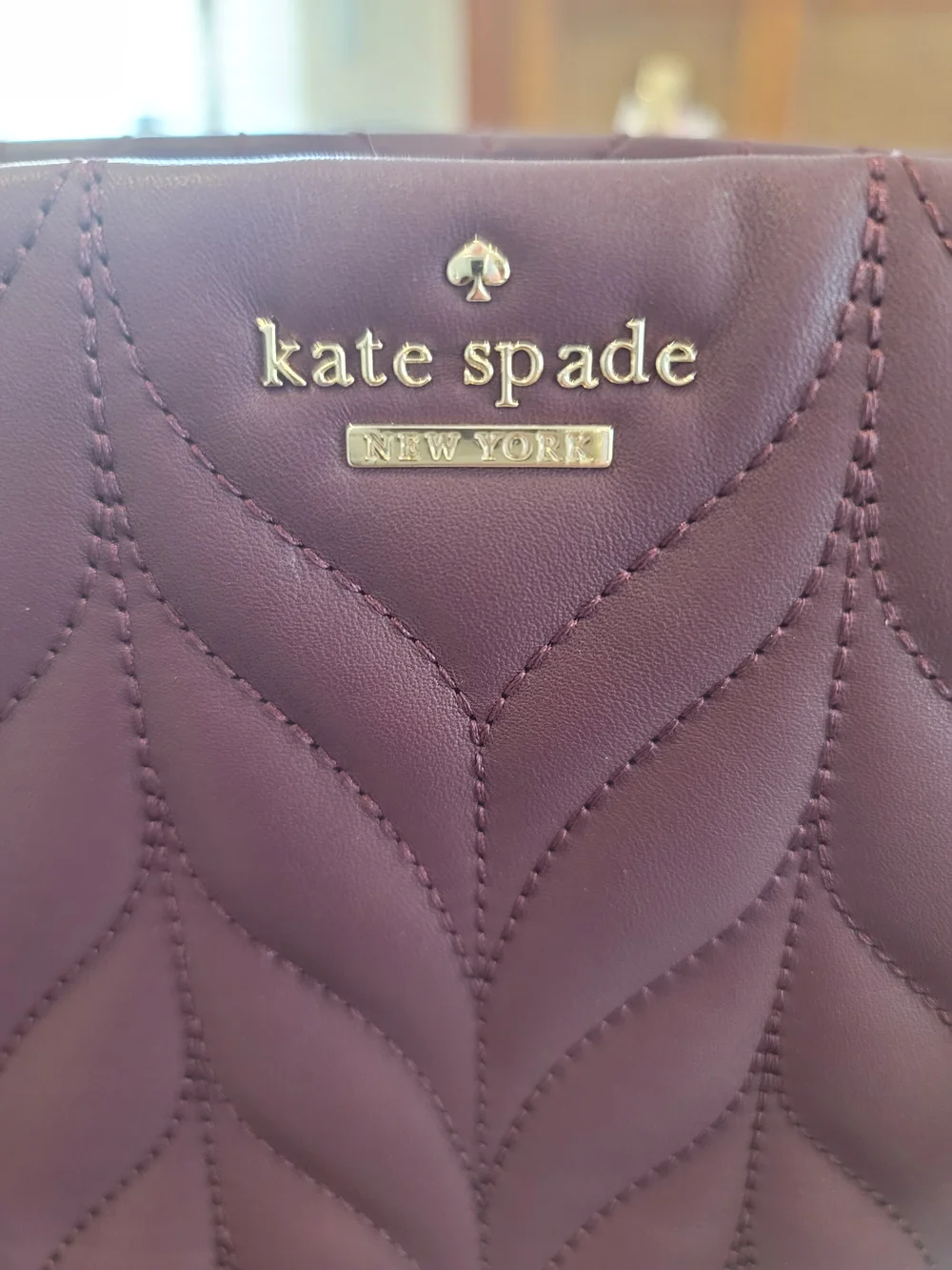 kate spade Quilted Leather Tote Bag in Plum Purple